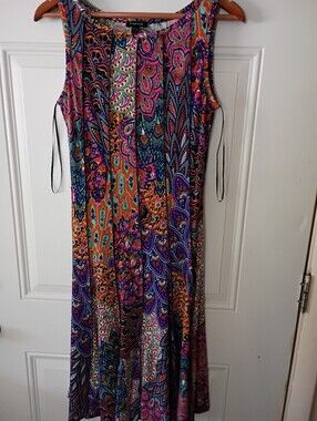 Forever Multicolor Paisley Midi Dress with Pink, Purple, Blue and Orange